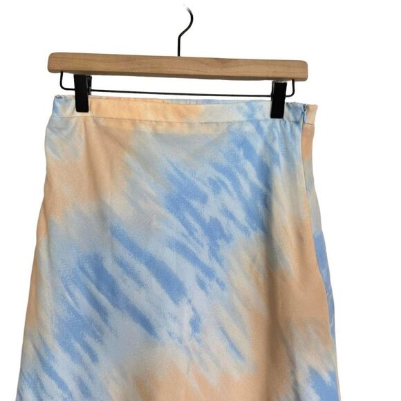 𝅺emory Park Midi‎ Skirt Blue Peach Size L - Picture 3 of 9